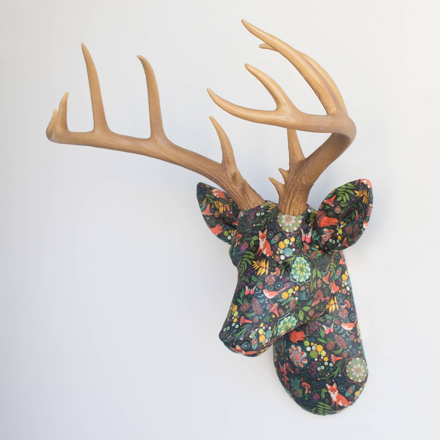 Fabric Deer Head - Woodland Foxes