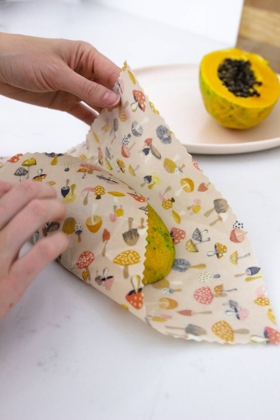 Beeswax Food Wraps: Blush Mushroom Set of 3