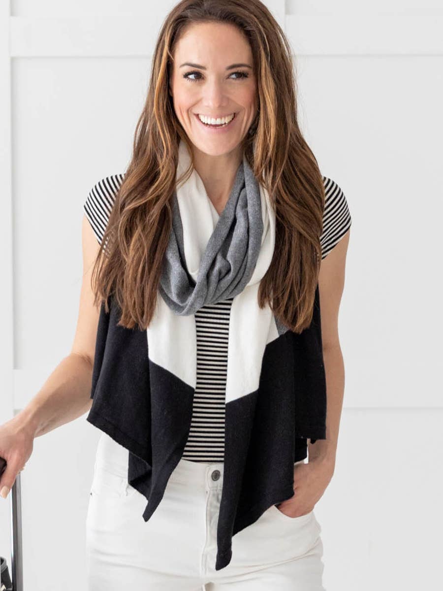 Dreamsoft Organic Cotton Travel Scarf - Gray Colorblock