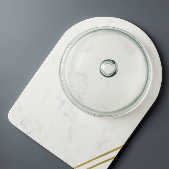 Bavaria Marble Cheese Board with Glass Cloche