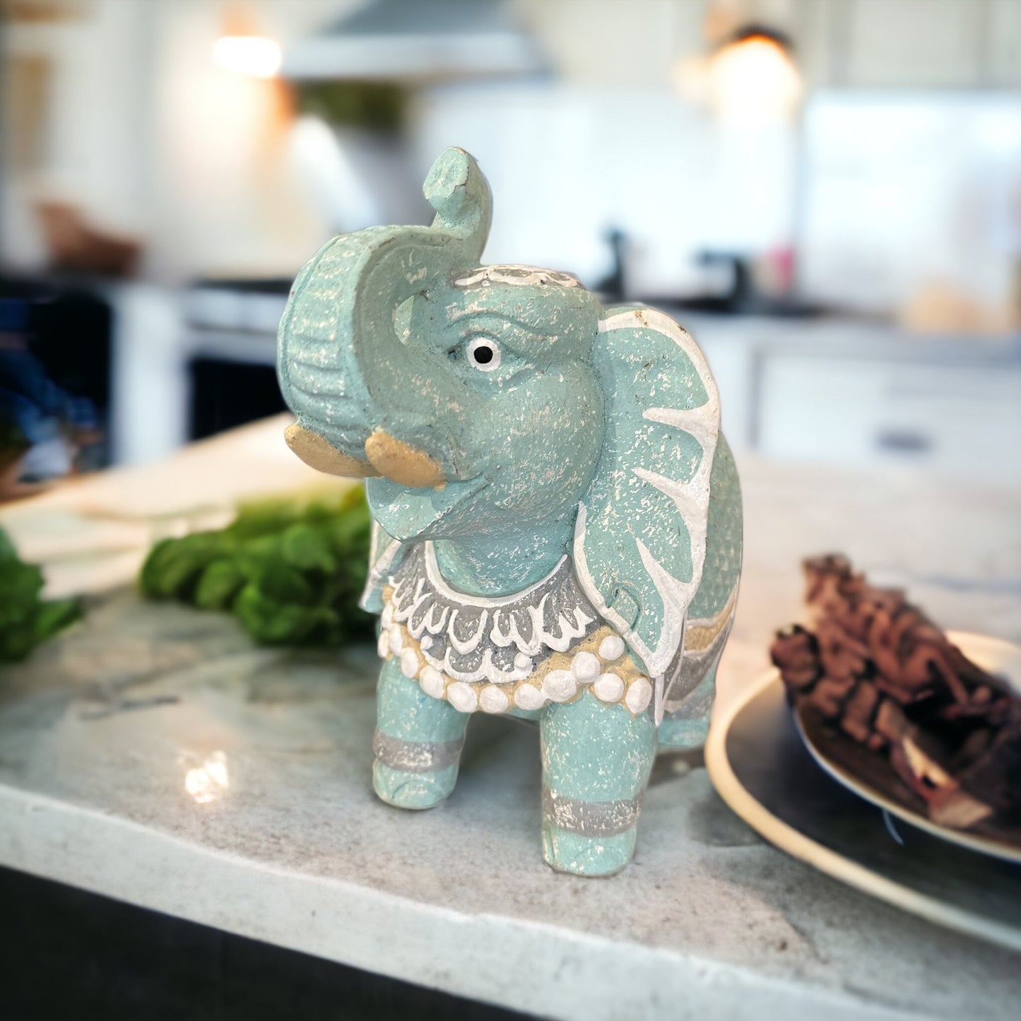 Hand Carved Painted Elephant