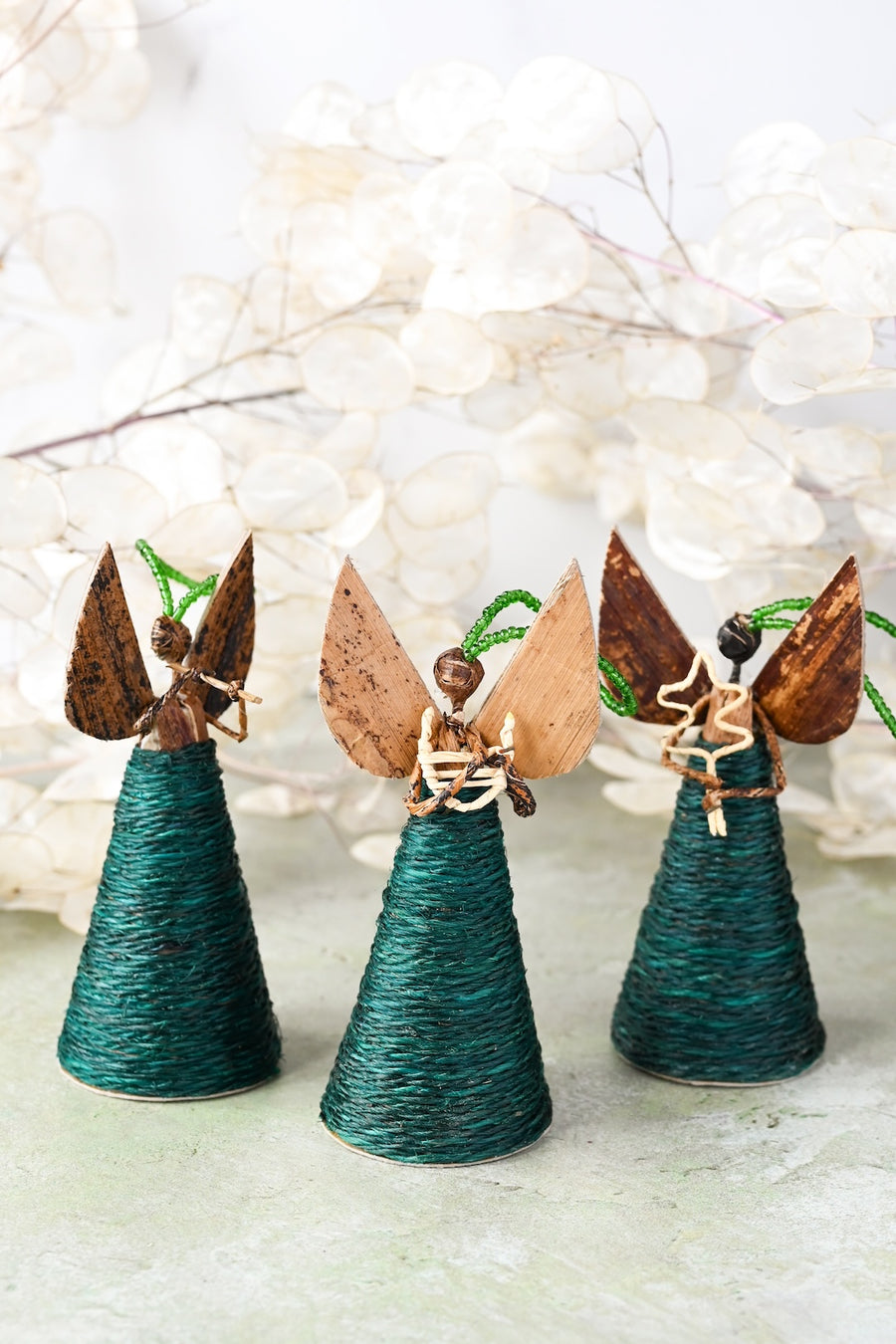 Small Green Sisal and Banana Fiber Angel