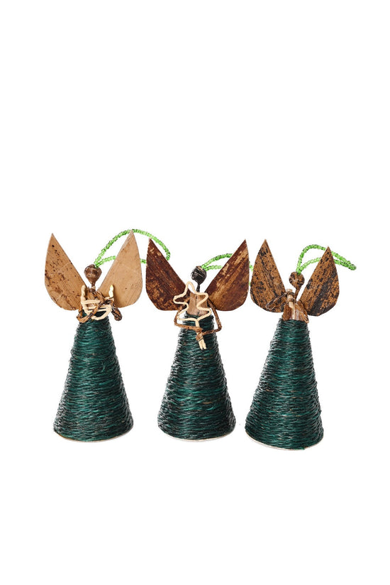 Small Green Sisal and Banana Fiber Angel