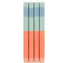 Load image into Gallery viewer, Striped Opaline, Pompadour &amp; Rust Eco Dinner Candles, Gift Box Of 4
