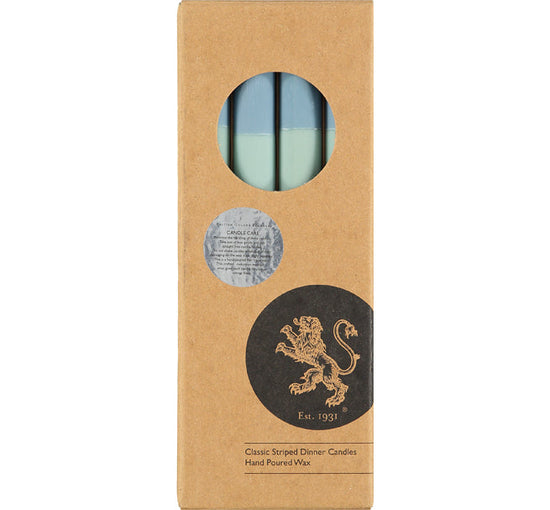 Striped Opaline, Pompadour & Rust Eco Dinner Candles, Gift Box Of 4