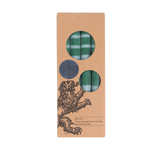 Multiple Striped Guardsman & Bokhara Pack Eco Dinner Candles, Gift Box Of 4