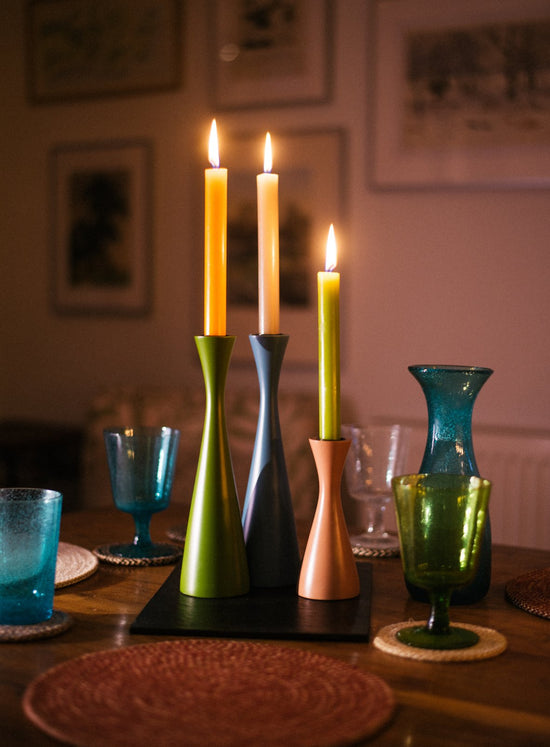 Tall Gold Wooden Candle Holder