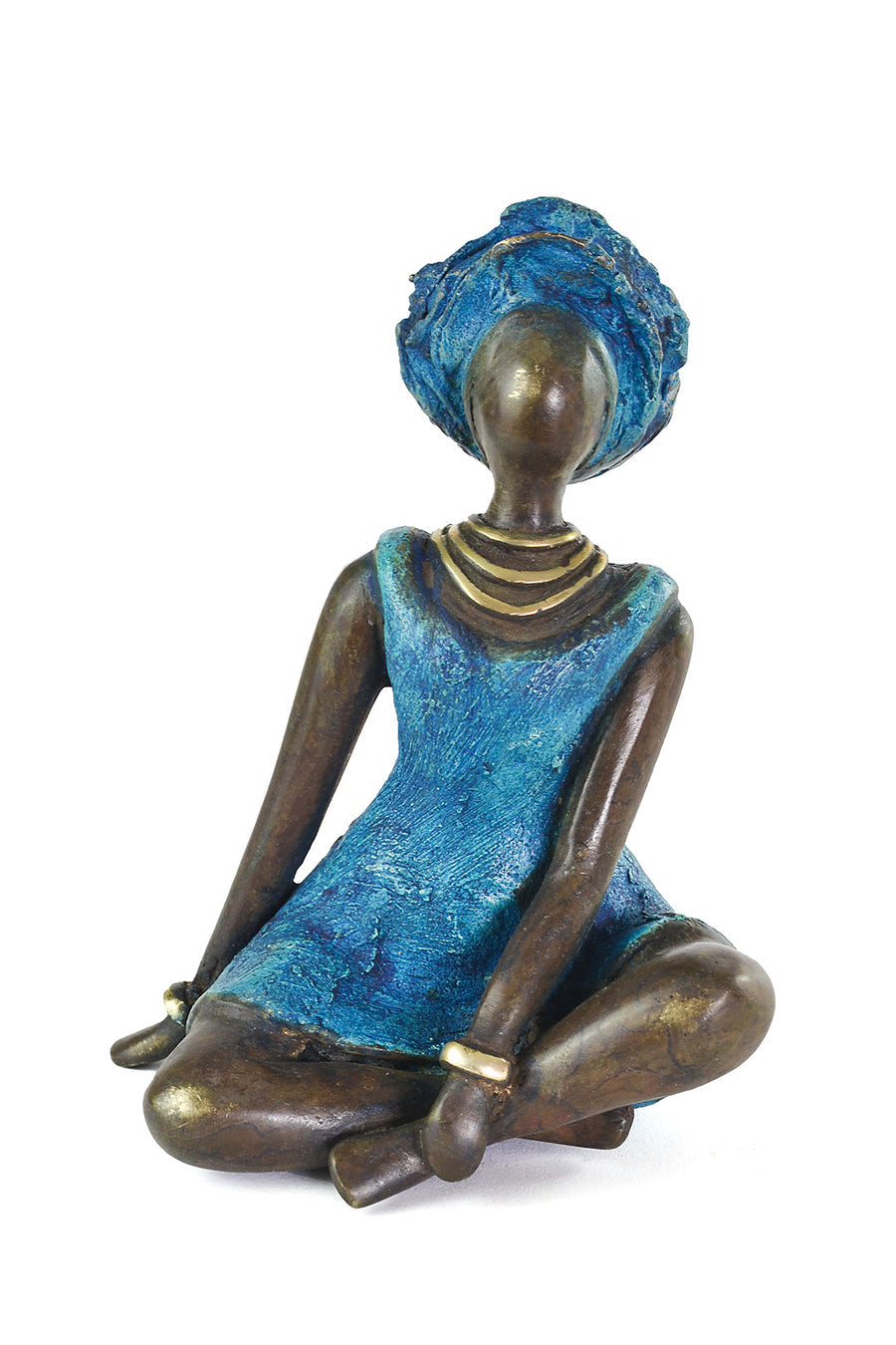 La Femme en Bleu Burkina Bronze Sculpture