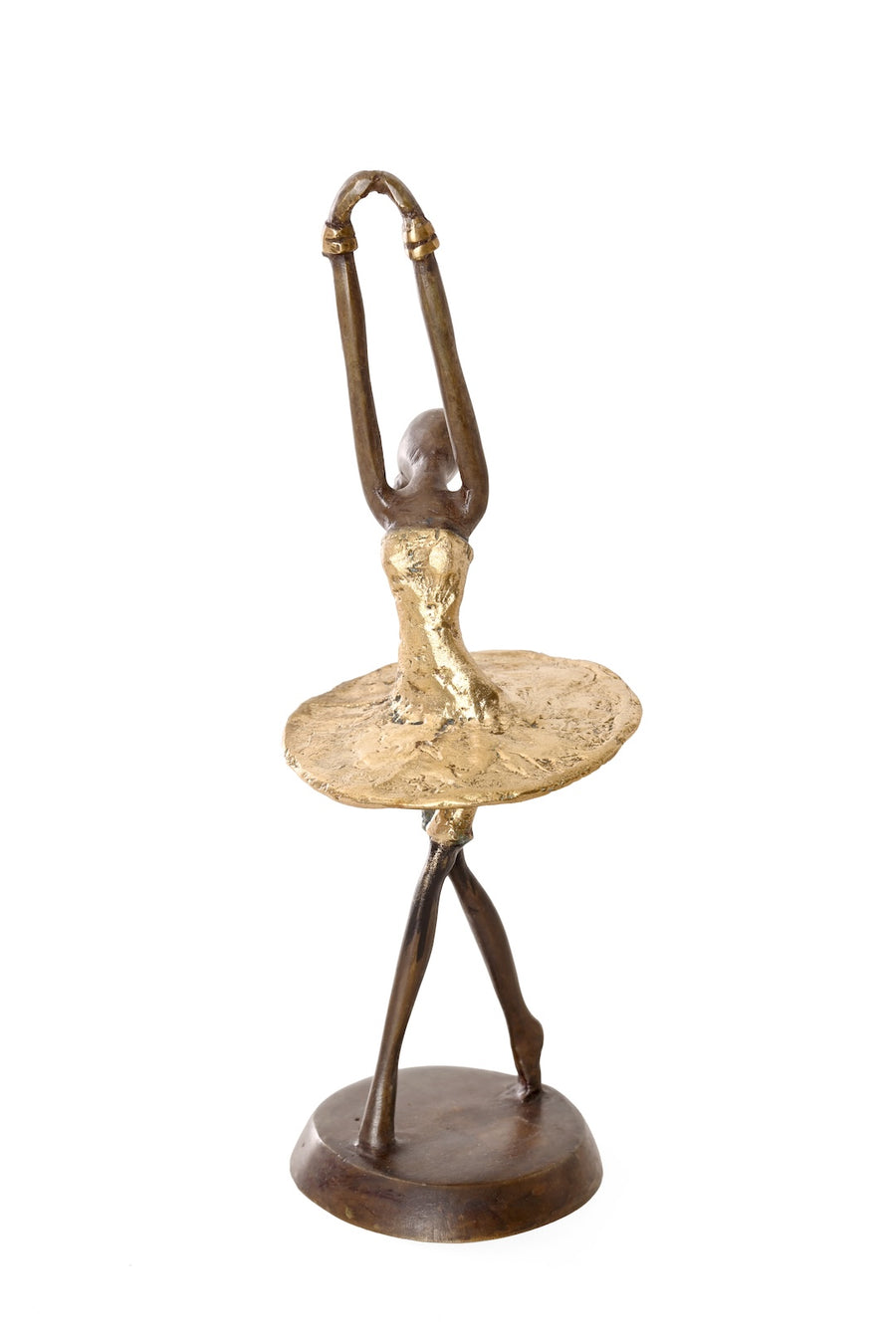 Golden Ballerina in Relevé Burkina Bronze Sculpture