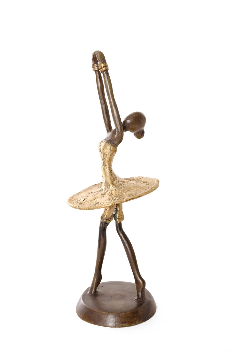 Golden Ballerina in Relevé Burkina Bronze Sculpture