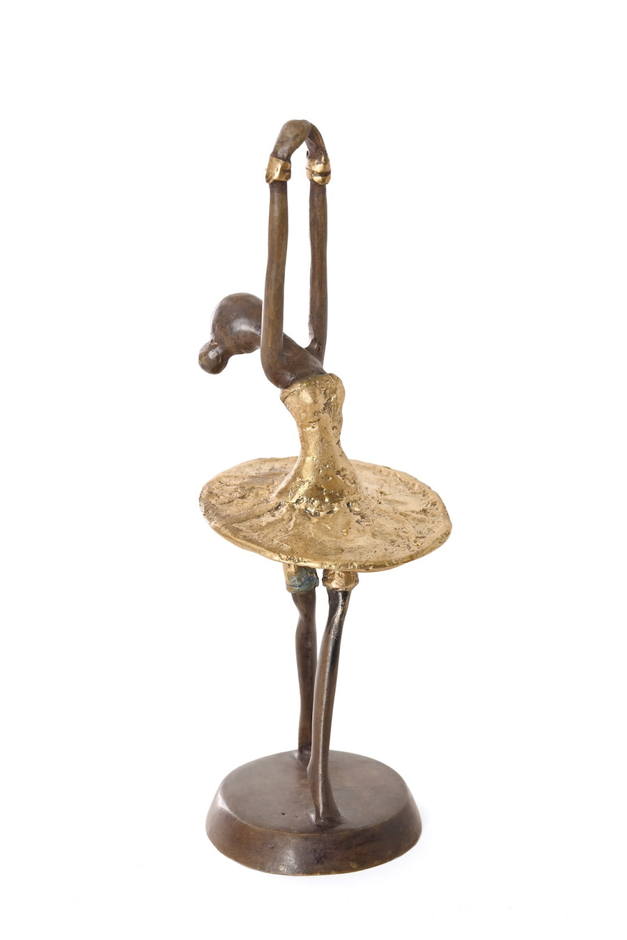 Golden Ballerina in Relevé Burkina Bronze Sculpture
