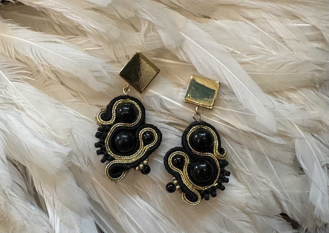Black and Gold on Square Stud
