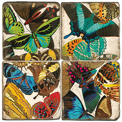Butterflies - Tumbled Marble Coasters