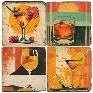 Summer Cocktails - Tumbled Marble Coasters