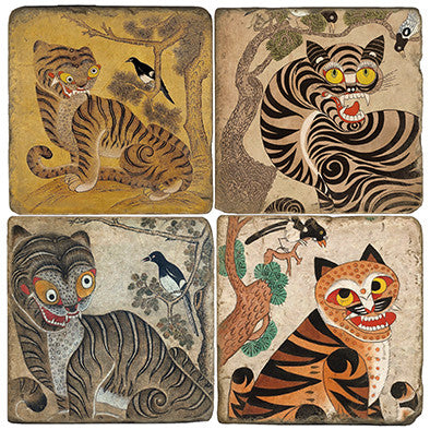 Minhwa Tigers - Tumbled Marble Coasters