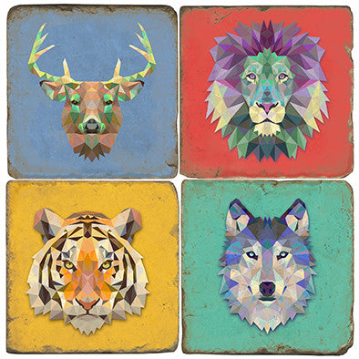 Wild Animals - Tumbled Marble Coasters