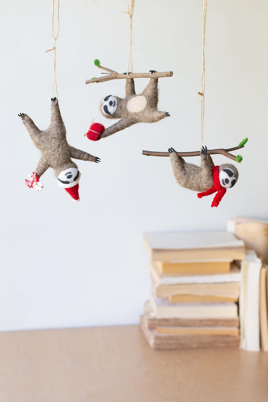Felt Christmas Sloth Ornaments