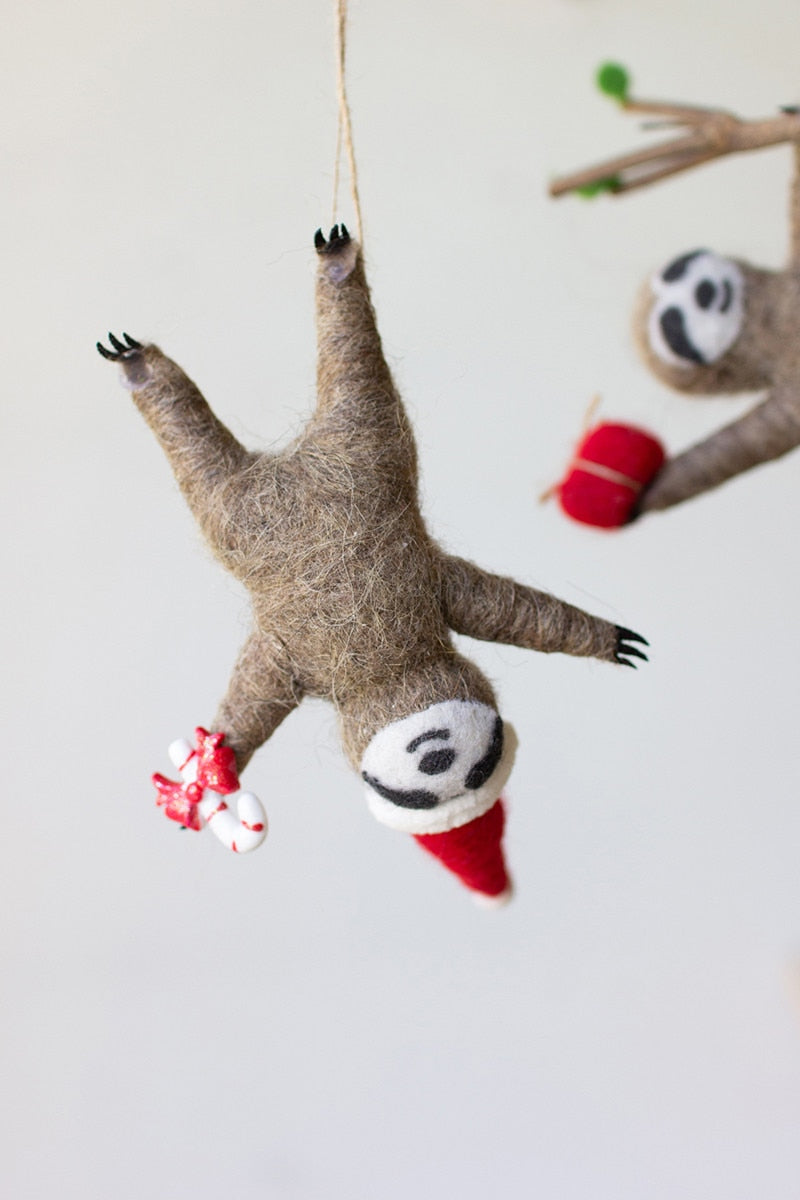 Felt Christmas Sloth Ornaments