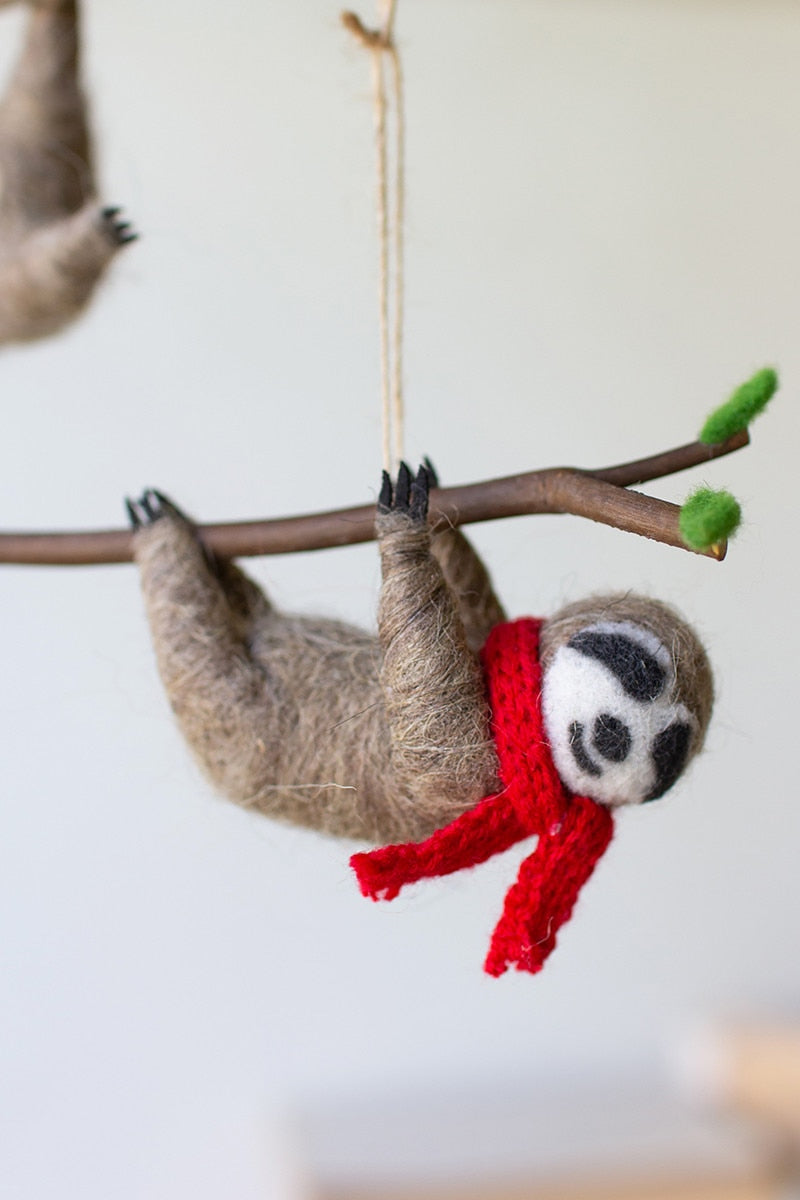 Felt Christmas Sloth Ornaments