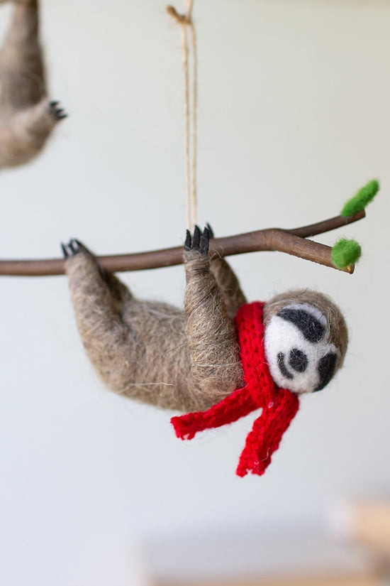 Felt Christmas Sloth Ornaments