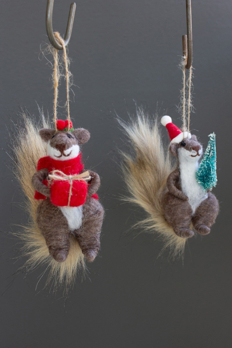 Felt Christmas Squirrel Ornament