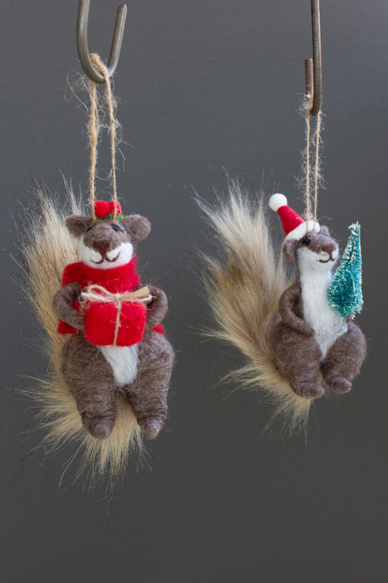 Felt Christmas Squirrel Ornament