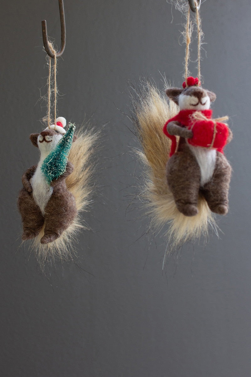 Felt Christmas Squirrel Ornament