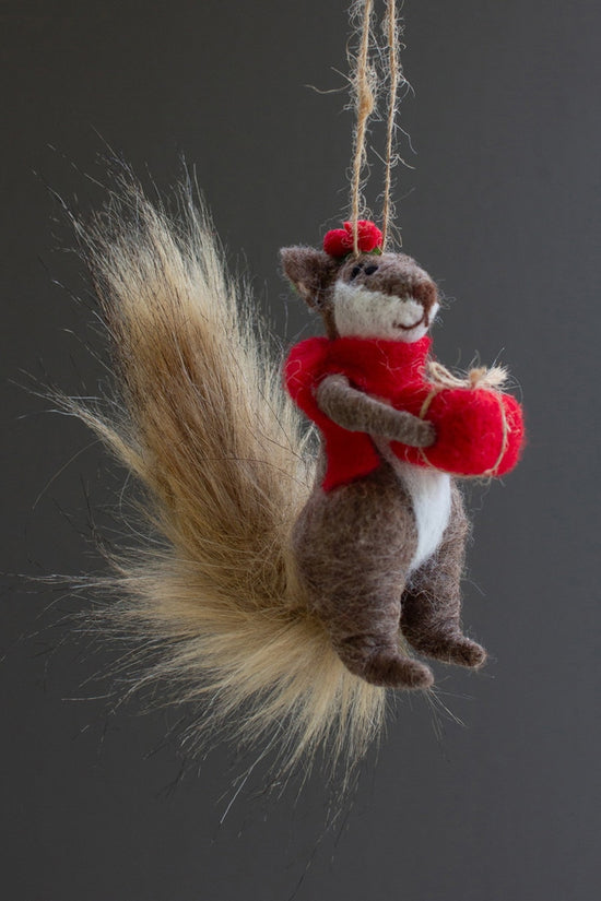 Felt Christmas Squirrel Ornament