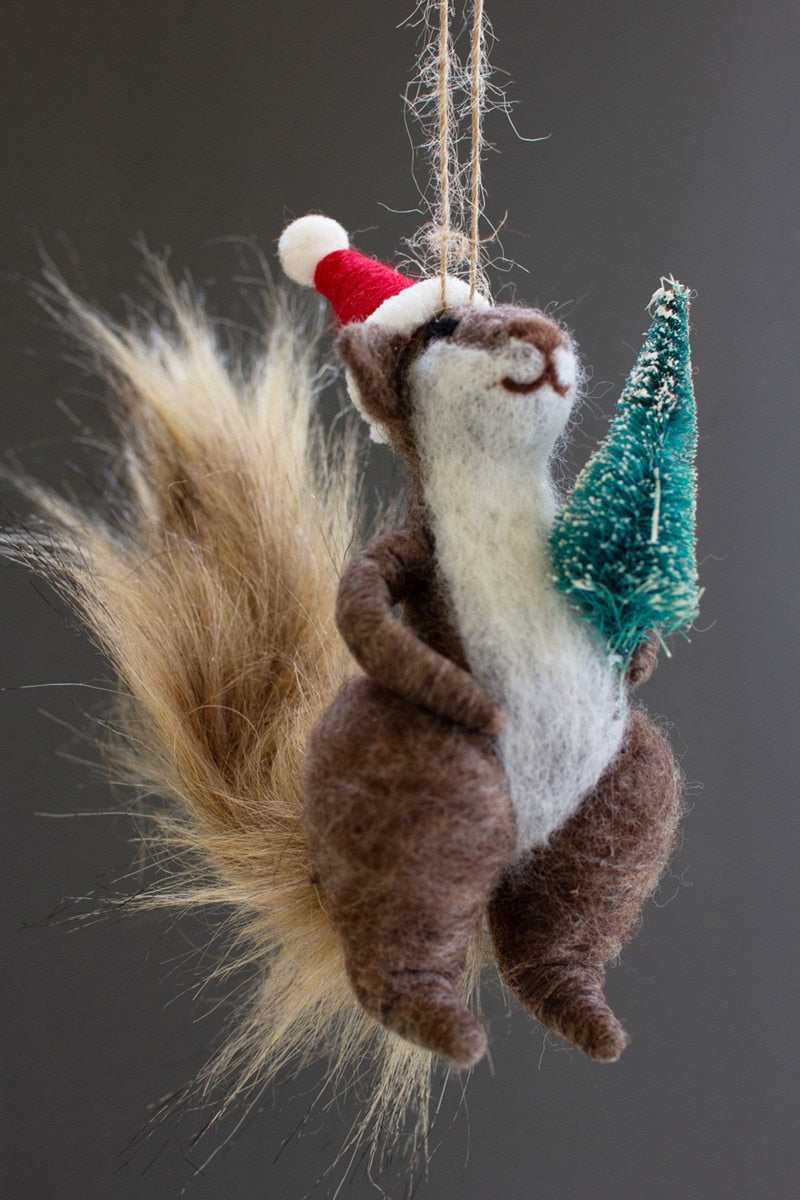 Felt Christmas Squirrel Ornament