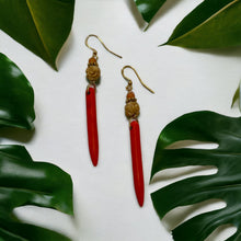 Load image into Gallery viewer, Orange carrot with cream rose Earrings
