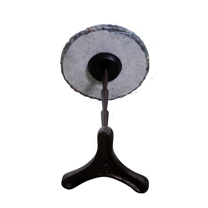 Breton 15" Accent Table with Green Bidasar Marble and Iron