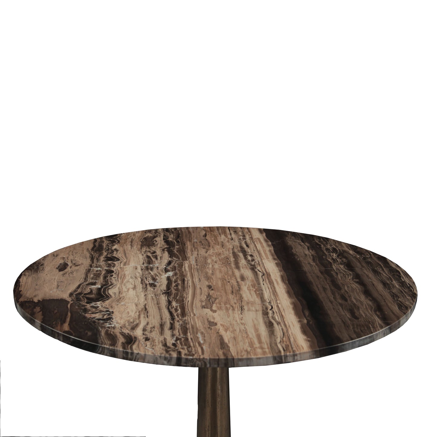 Bowery 36" Gathering Table with Cappuccino Marble and Antique Gold Hexagon Base