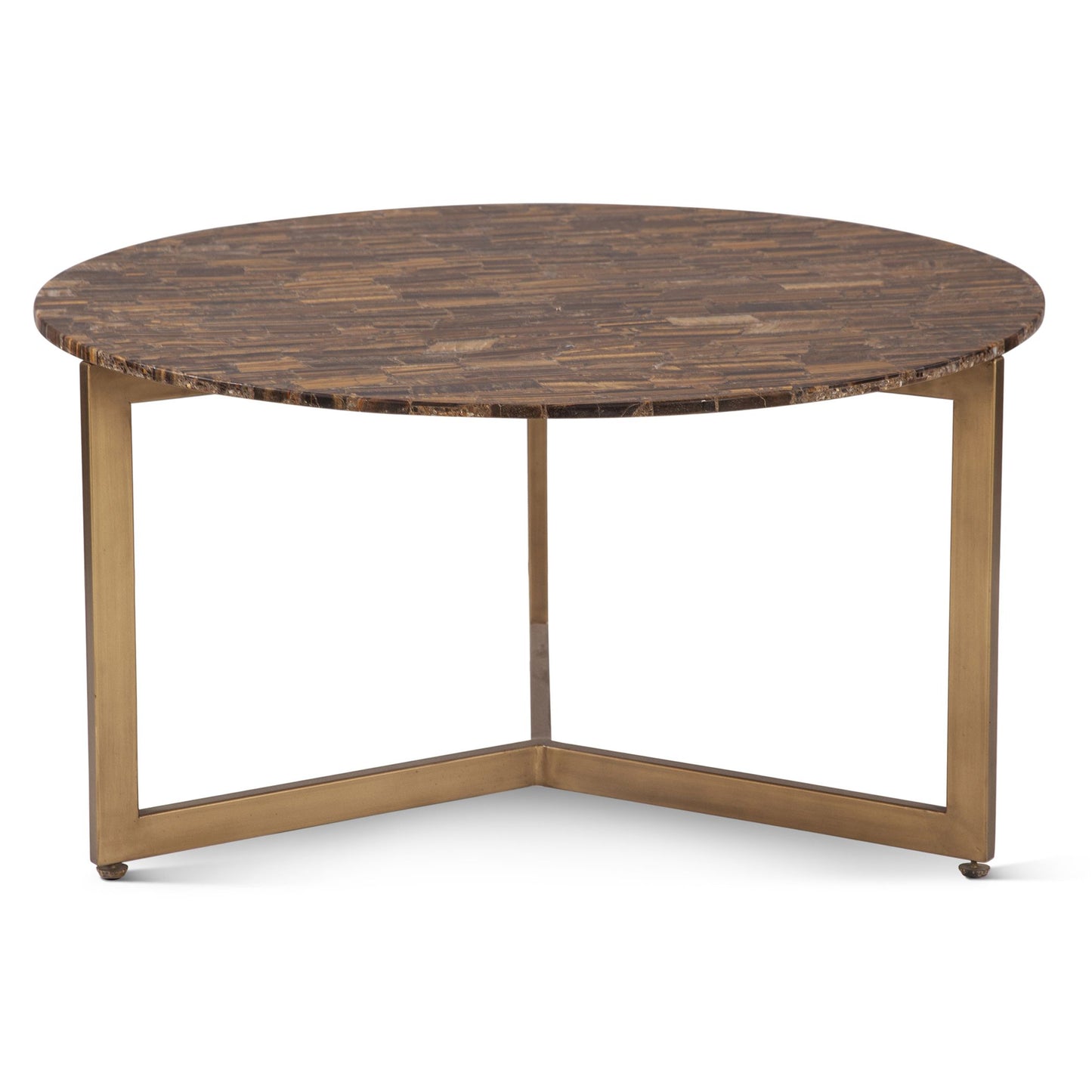 Calico 36" Coffee Table in Tiger Eye with Antique Gold Base