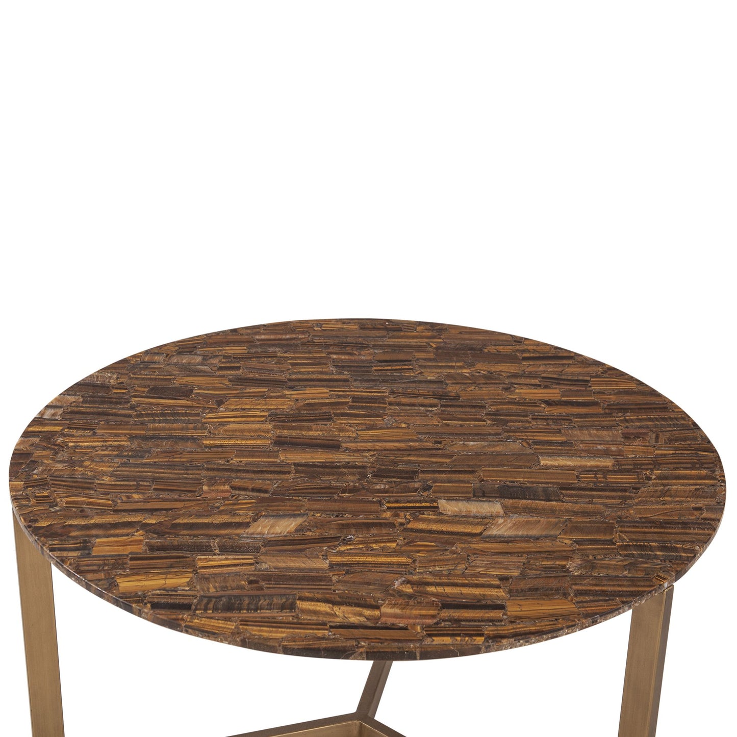 Calico 36" Coffee Table in Tiger Eye with Antique Gold Base