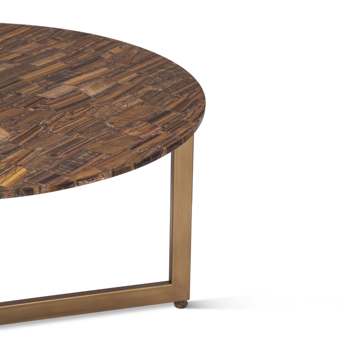 Calico 36" Coffee Table in Tiger Eye with Antique Gold Base