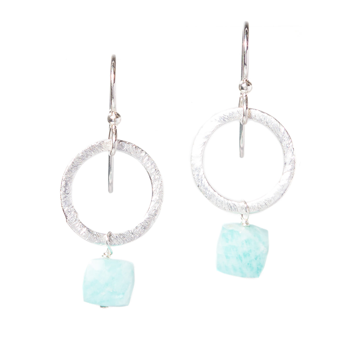 Silver Circle Gemstone Earrings