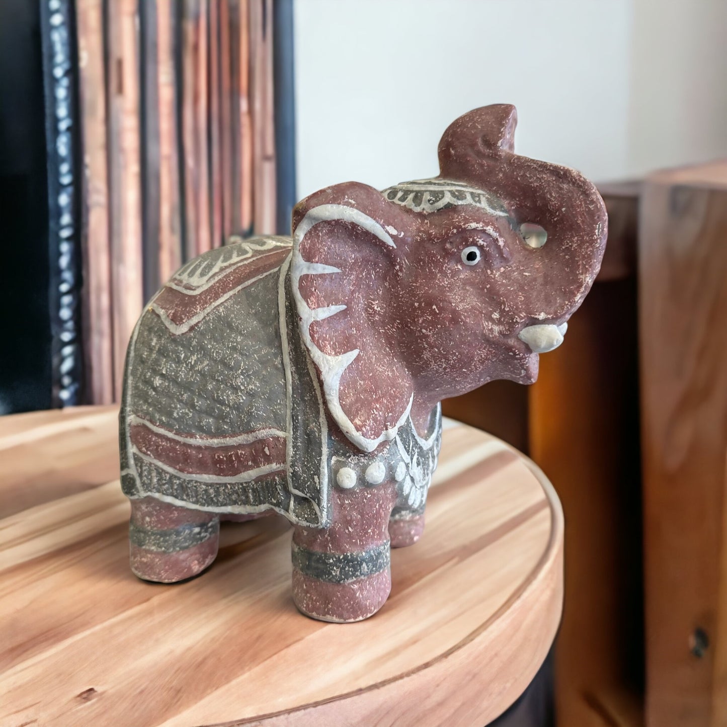 Hand Carved Painted Elephant