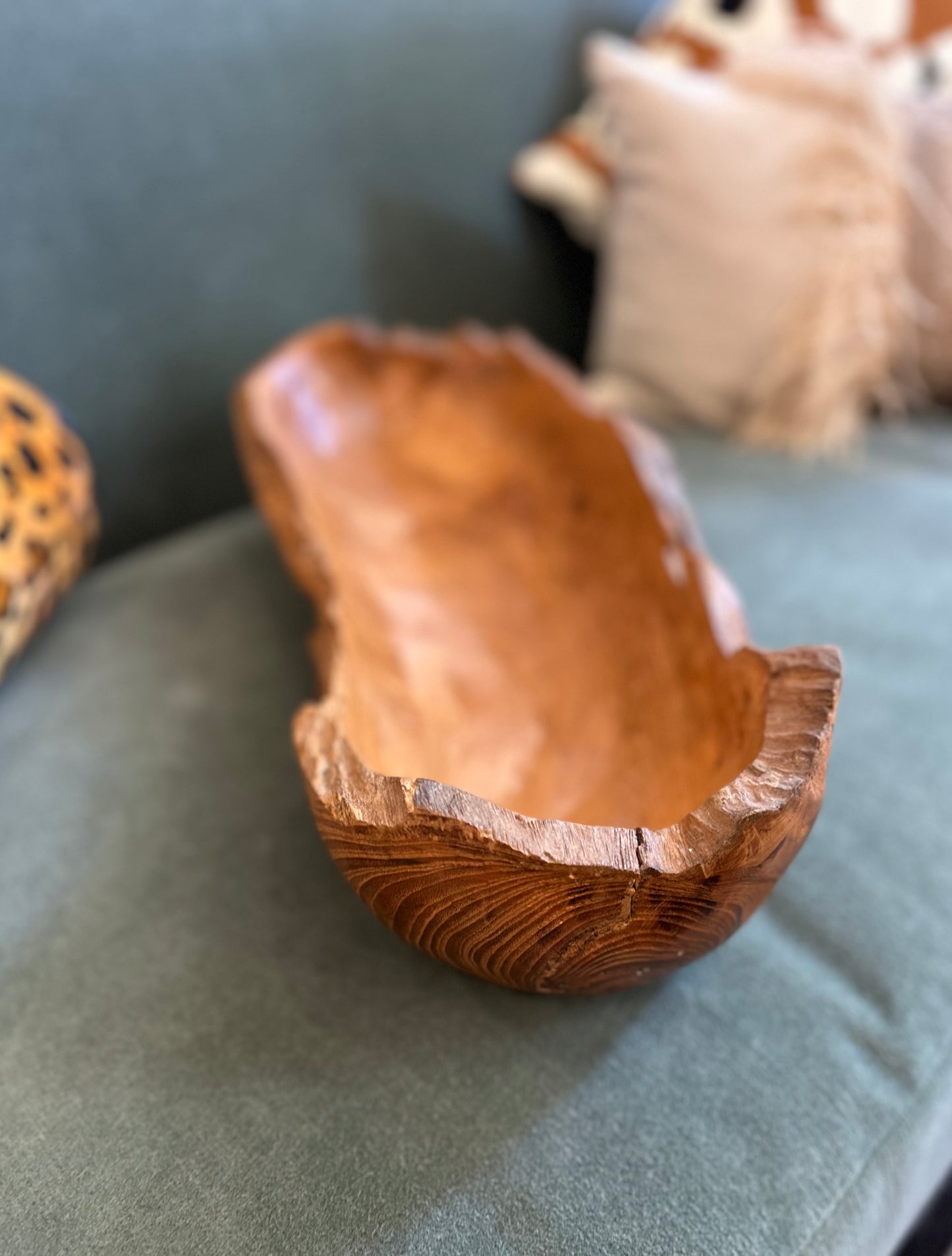 Hand Carved Long Teakwood Bowl