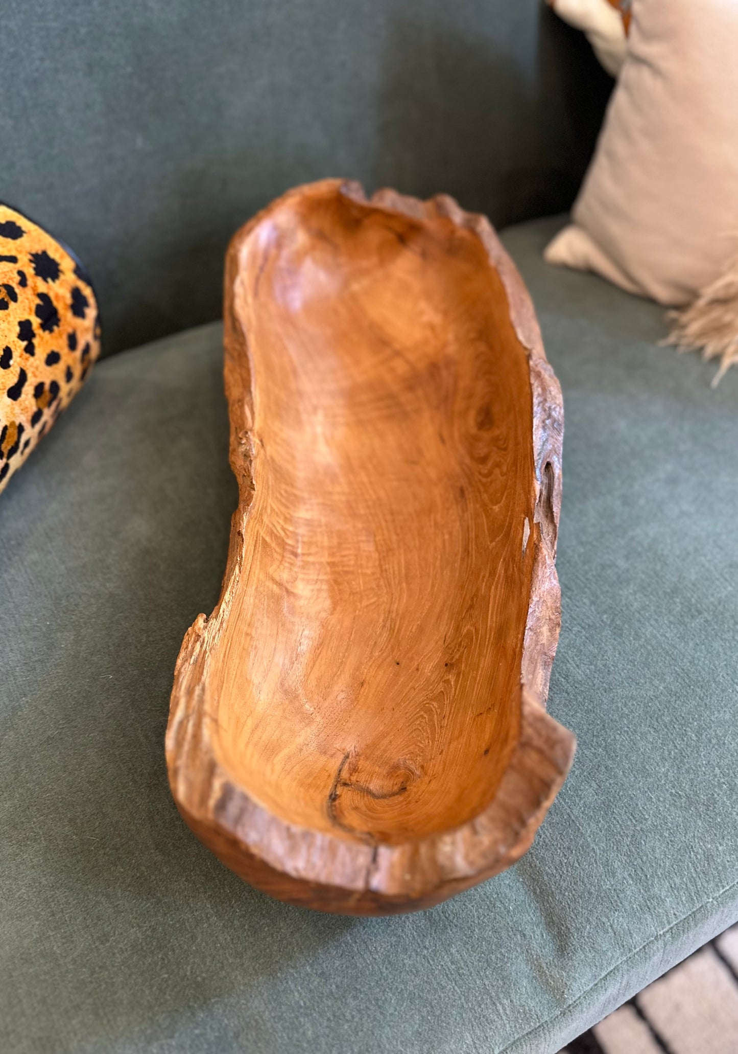 Hand Carved Long Teakwood Bowl
