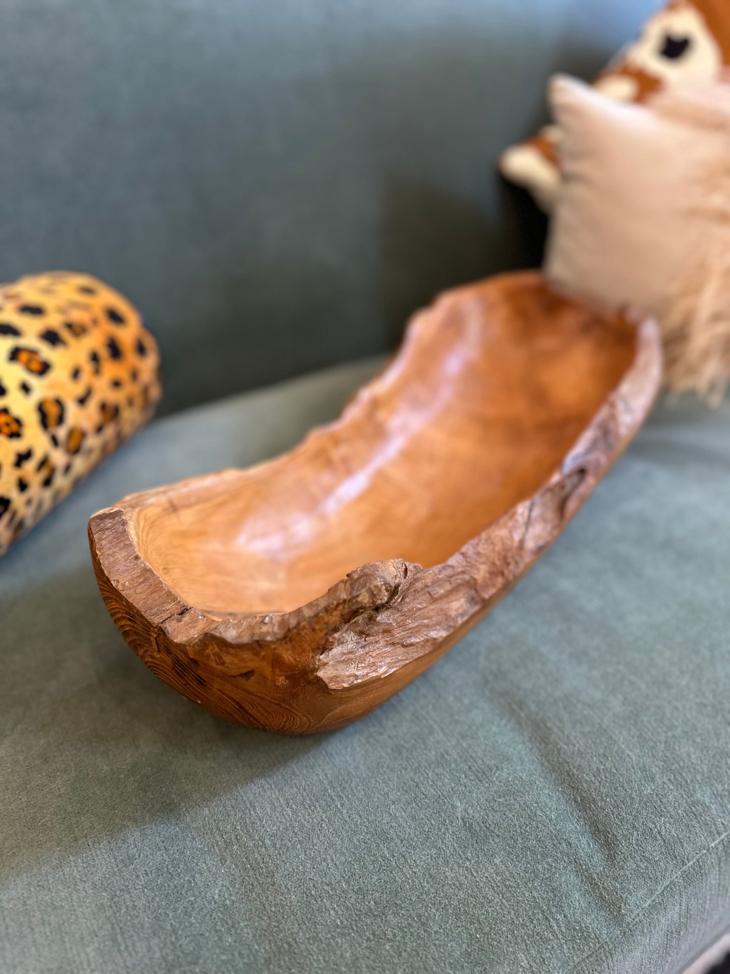 Hand Carved Long Teakwood Bowl