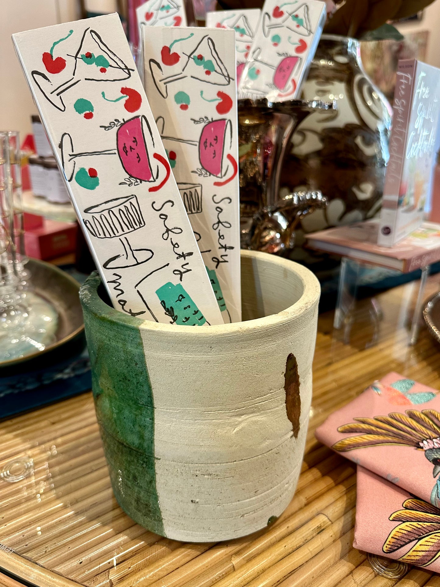 Tamegrout Half-Glazed Green Planter / Utensil Holder