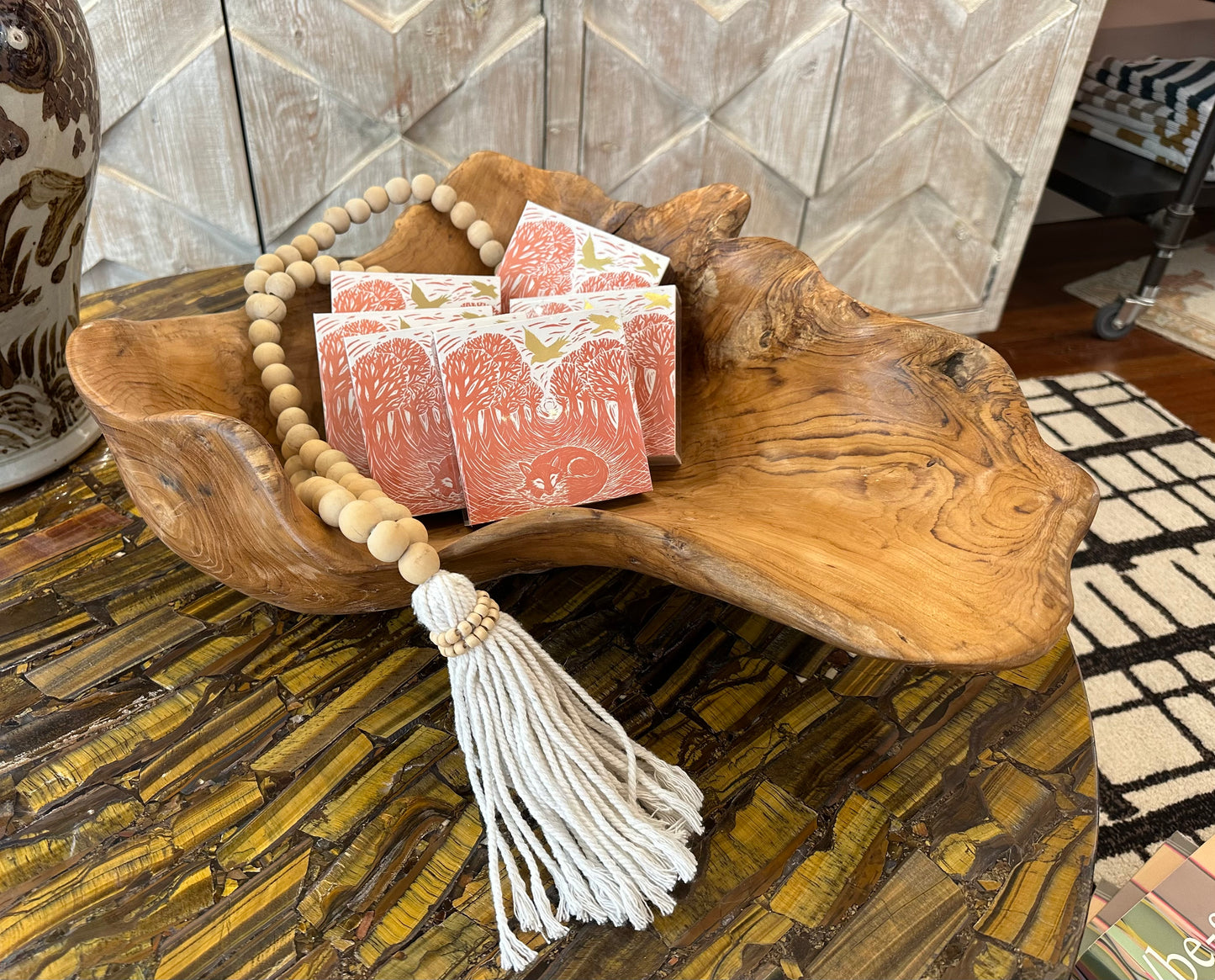 Hand Carved Teakwood Root Bowl