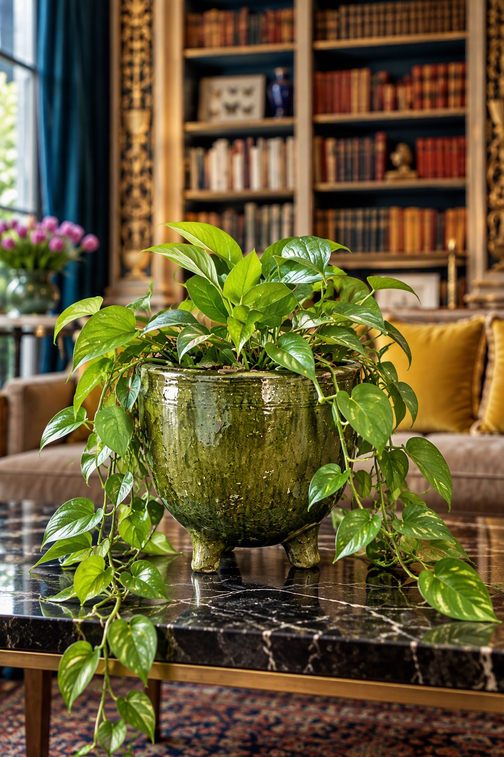 Glazed Round Green Planter