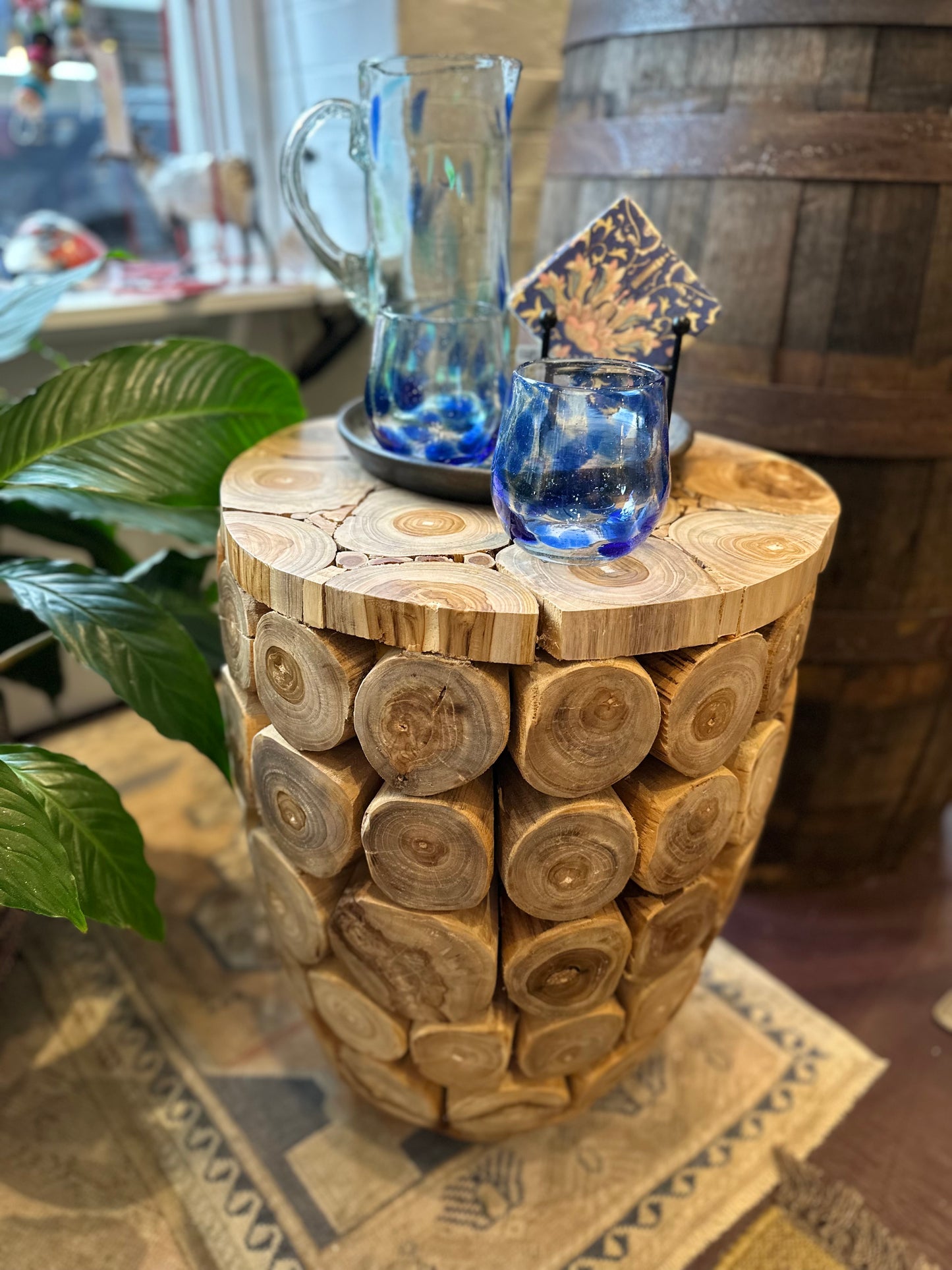 Teakwood Slice Side Table