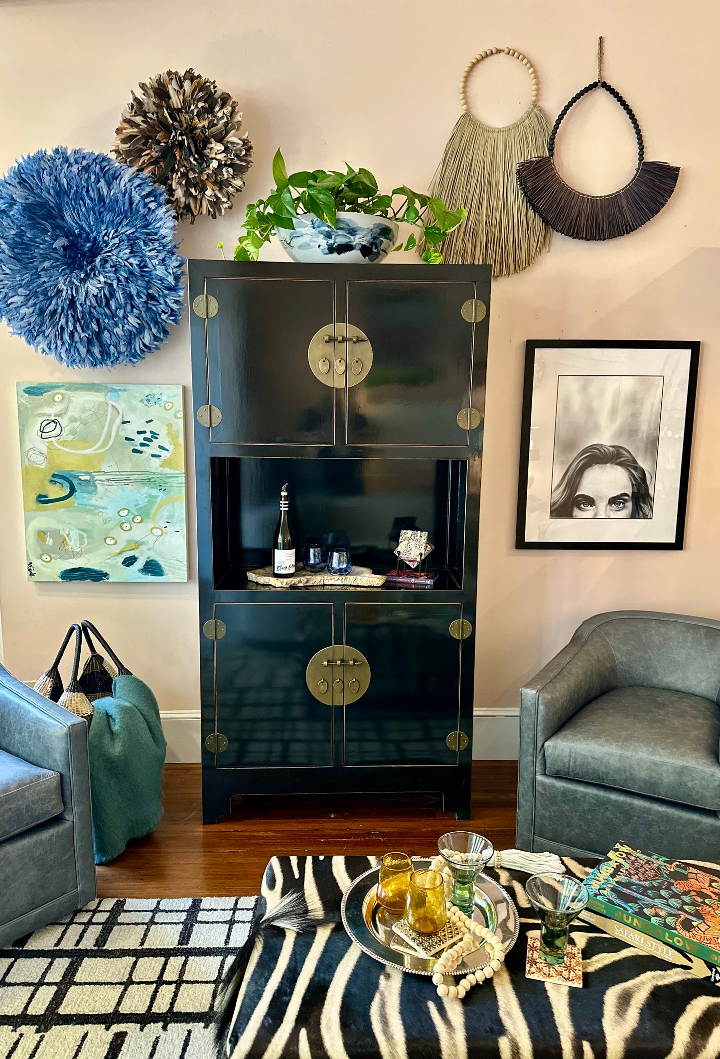 Antique Cabinet with Display Shelf