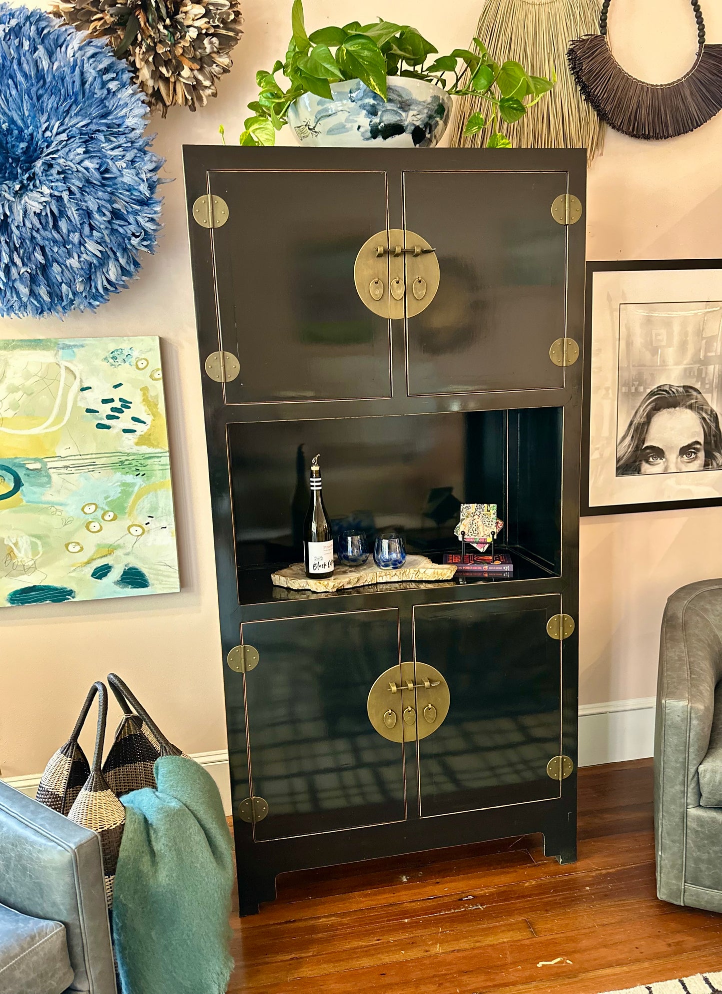 Antique Cabinet with Display Shelf