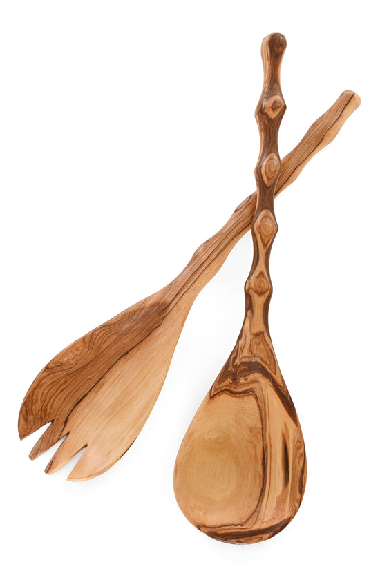 Wild Olive Wood Salad Servers - Bamboo Design