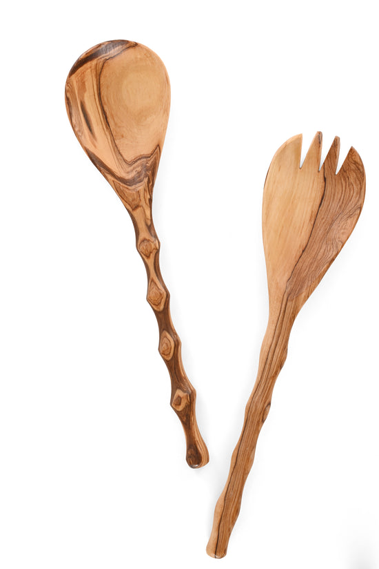 Wild Olive Wood Salad Servers - Bamboo Design