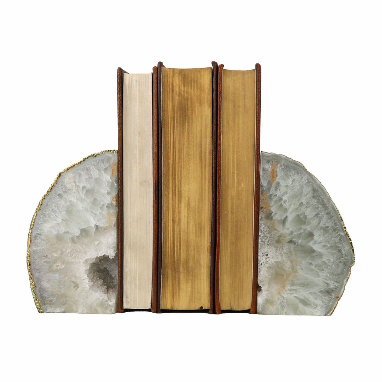 Pair of Gold Edge Agate Bookends