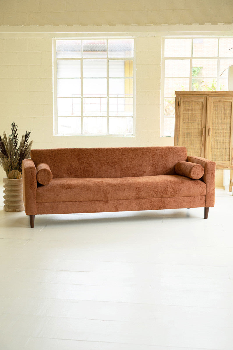 Rust Chenille Boucle Sofa